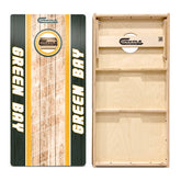 Displayed Green Bay Cornhole Boards - Green/Yellow Wooden Regulation