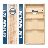 Front And Back Los Angeles Cornhole Boards - Blue/White Wooden Regulation
