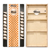 Displayed Tennessee Cornhole Boards - Black/Orange Wooden Regulation