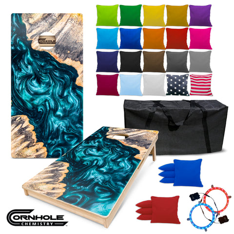 Bundle Blue Gritty Epoxy Regulation Pro Cornhole Boards UV PRINT