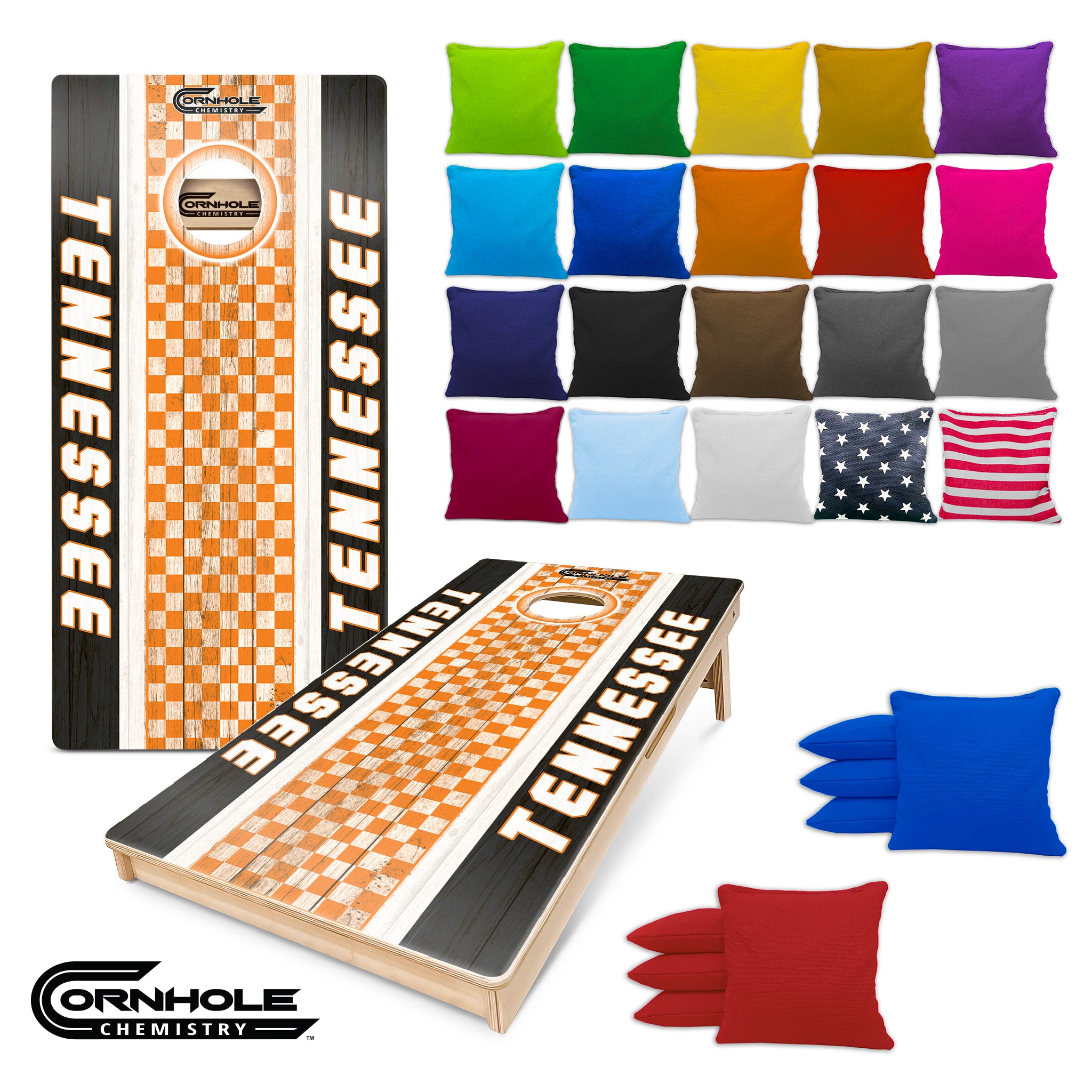 All Bags And Boards Tennessee Cornhole Boards - Black/Orange Wooden Regulation