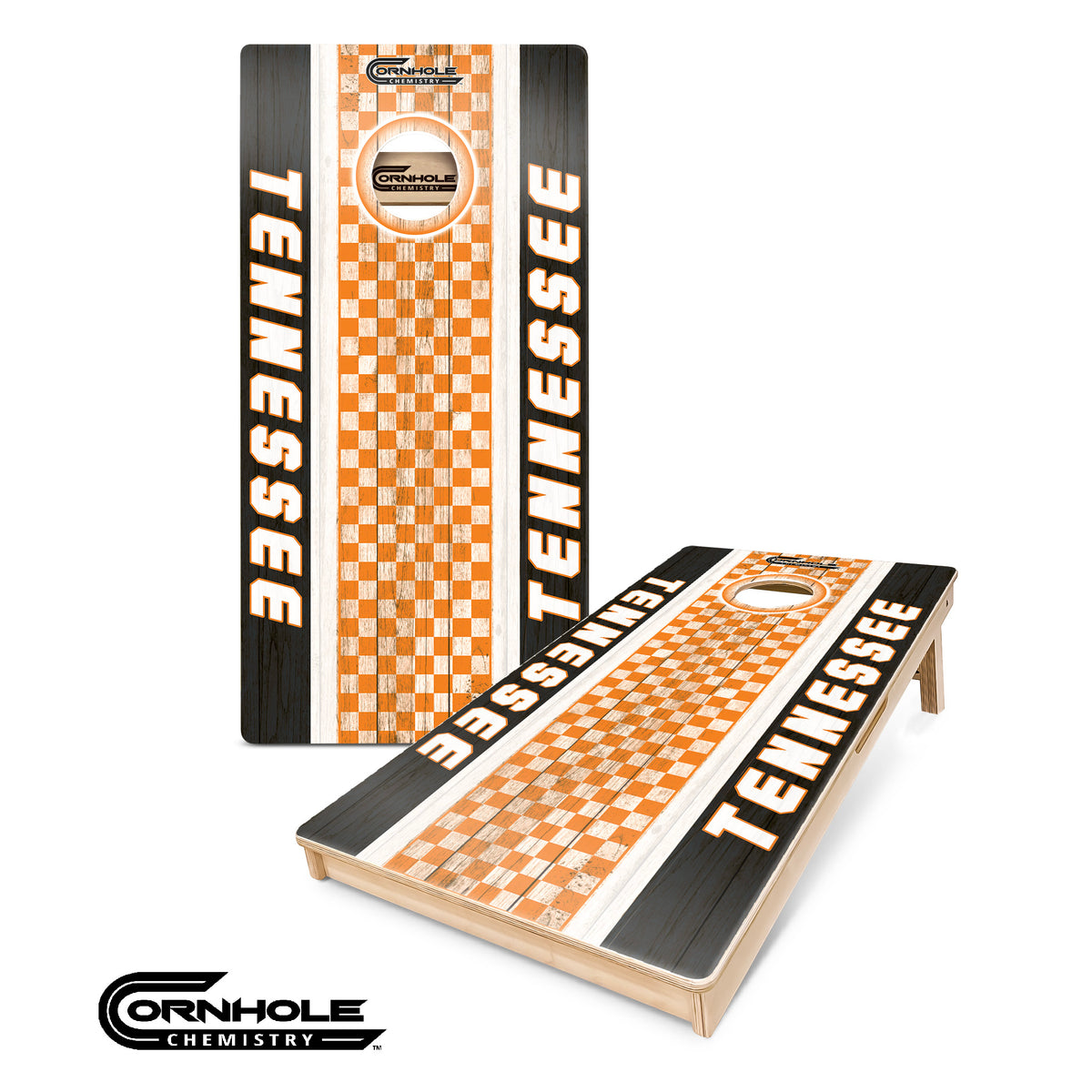 Tennessee Cornhole Boards - Black/Orange Wooden Regulation