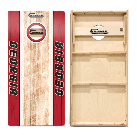 Georgia Cornhole Boards - Red/Black Wooden Regulation