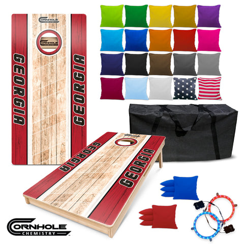 Georgia Cornhole Boards - Red/Black Wooden Regulation