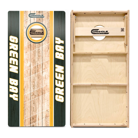 Green Bay Cornhole Boards - Green/Yellow Wooden Regulation