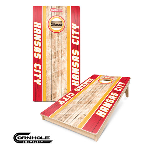 Kansas City Cornhole Boards - Red/Yellow Wooden Regulation Front