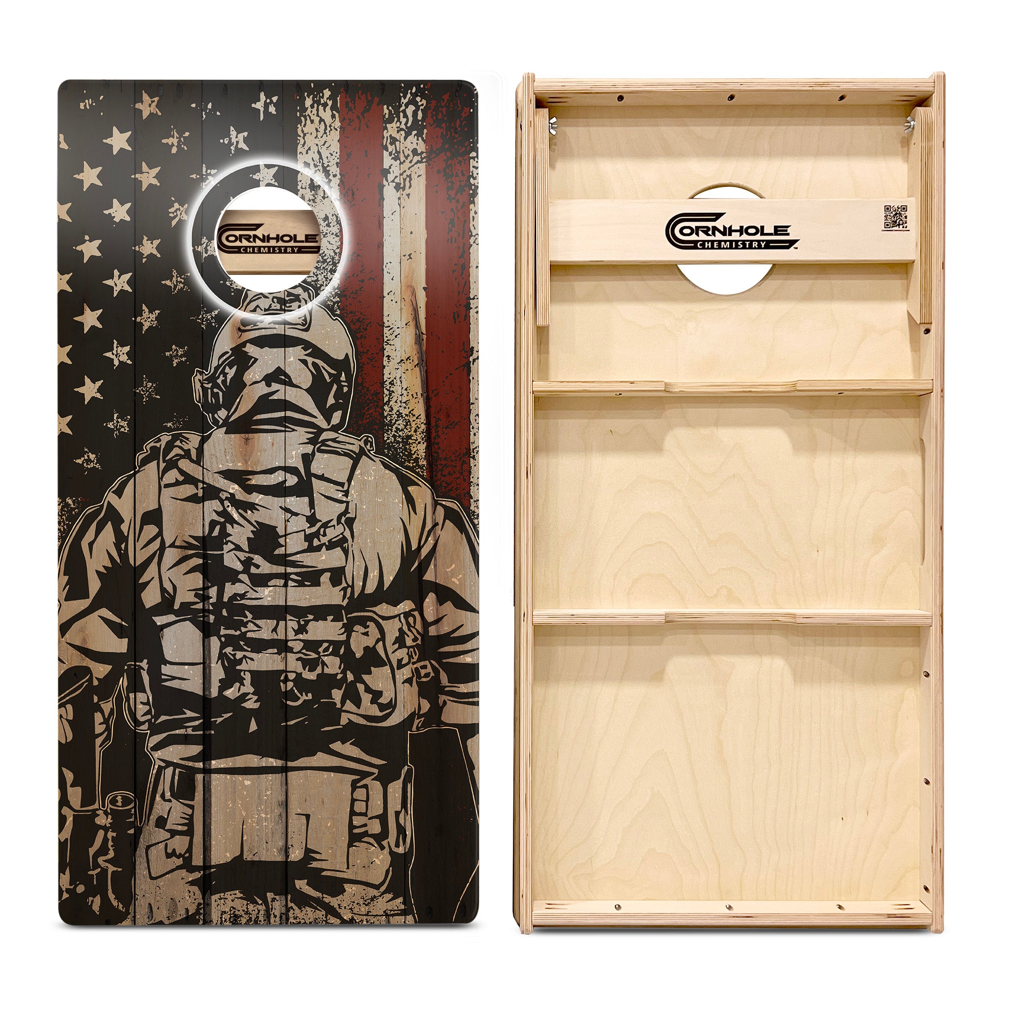 USA SOLIDER American Flag - REGULATION Pro Series Cornhole Boards