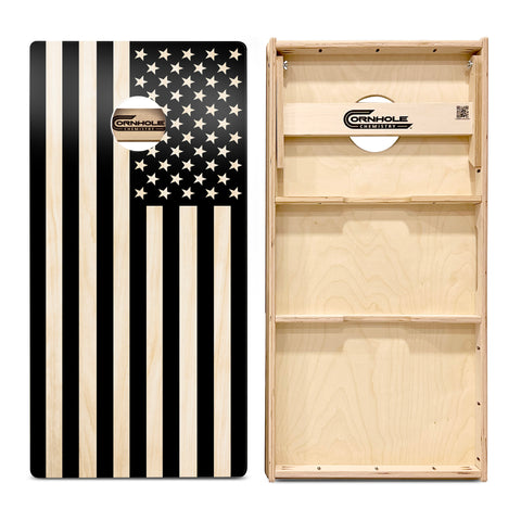 USA Black American Flag - Regulation Pro Series Cornhole Boards UV PRINTED