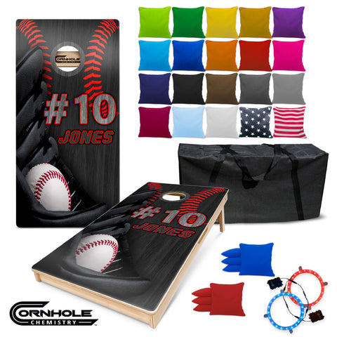 Baseball Glove Custom Name & Number - REGULATION Pro Series Cornhole Boards