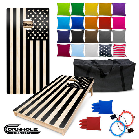 USA Black American Flag - Regulation Pro Series Cornhole Boards UV PRINTED