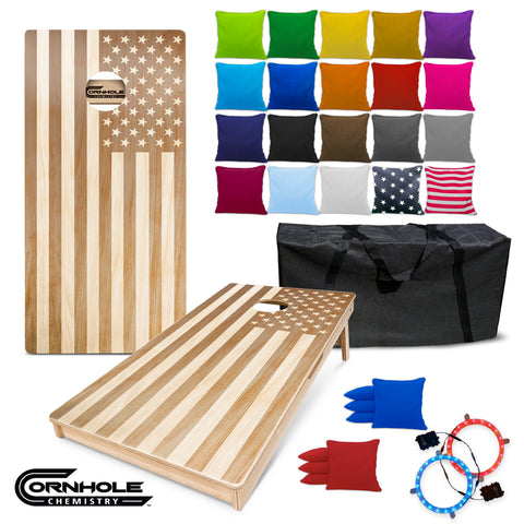 Brown Stain American Flag - Regulation Pro Series Cornhole Boards UV PRINTED