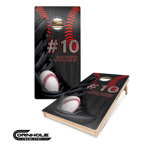 Baseball Glove Custom Name & Number - REGULATION Pro Series Cornhole Boards