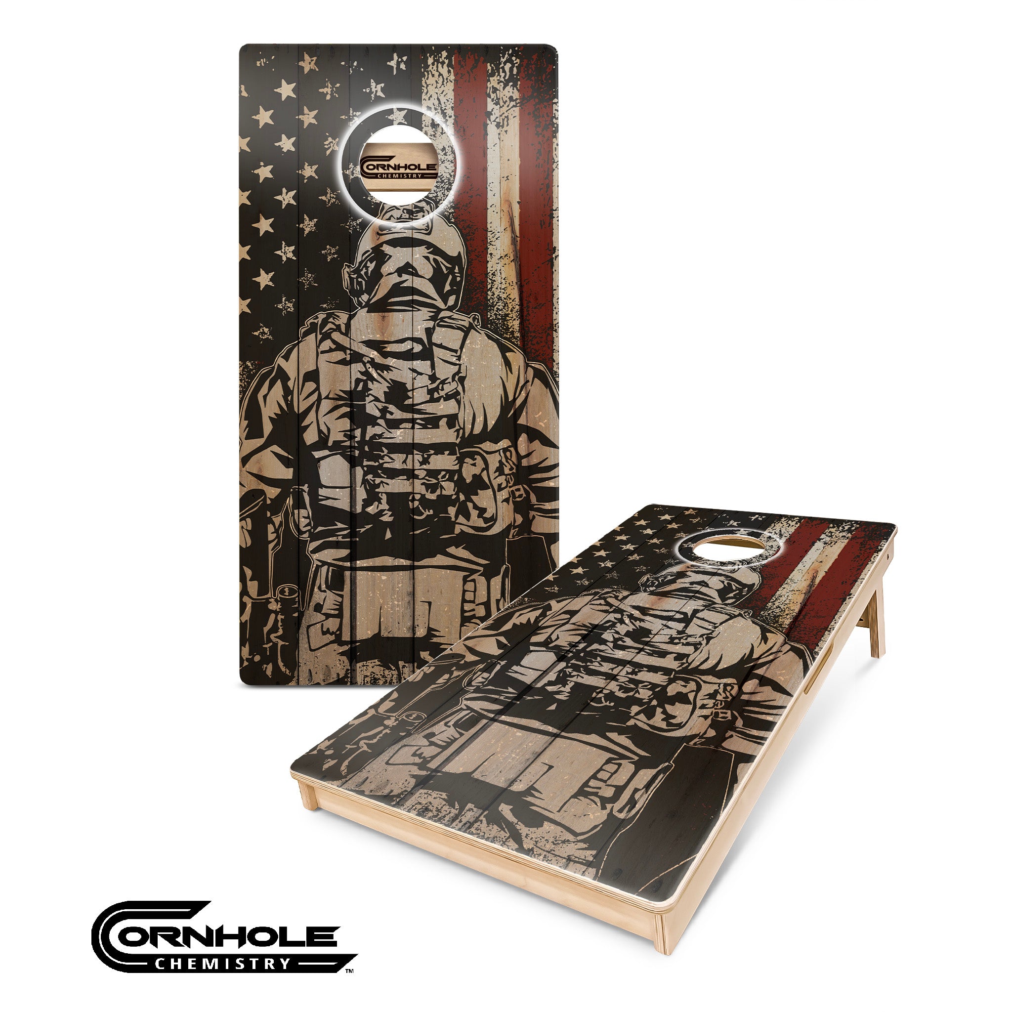 USA SOLIDER American Flag - REGULATION Pro Series Cornhole Boards