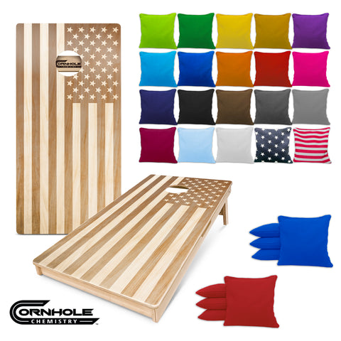 Brown Stain American Flag - Regulation Pro Series Cornhole Boards UV PRINTED