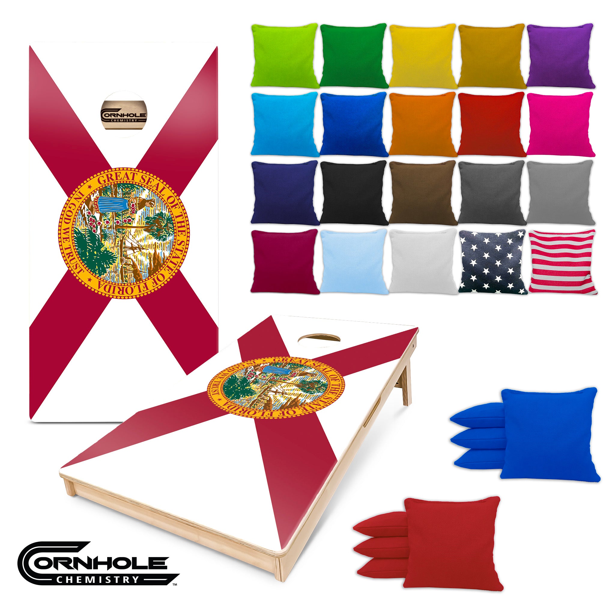Florida Flag - Regulation Pro Cornhole Boards UV PRINTED