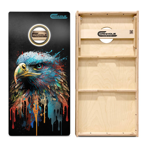Black Abstract Eagle Regulation Pro Cornhole Boards UV PRINTED